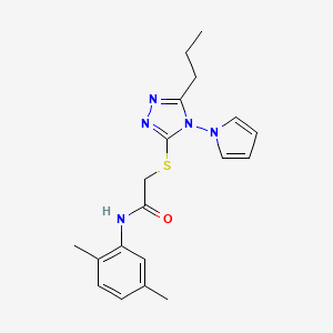 molecular formula C19H23N5OS B11260735 N-(2,5-dimethylphenyl)-2-{[5-propyl-4-(1H-pyrrol-1-yl)-4H-1,2,4-triazol-3-yl]sulfanyl}acetamide 