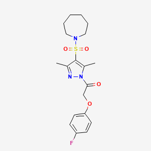 molecular formula C19H24FN3O4S B11260760 1-({1-[(4-fluorophenoxy)acetyl]-3,5-dimethyl-1H-pyrazol-4-yl}sulfonyl)azepane 