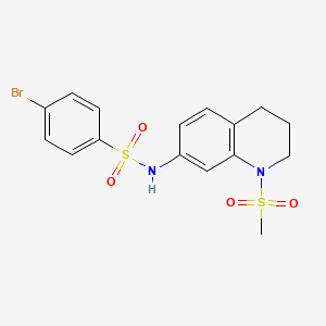 molecular formula C16H17BrN2O4S2 B11260774 4-bromo-N-(1-(methylsulfonyl)-1,2,3,4-tetrahydroquinolin-7-yl)benzenesulfonamide 