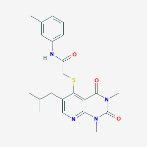 molecular formula C22H26N4O3S B11260780 2-((6-isobutyl-1,3-dimethyl-2,4-dioxo-1,2,3,4-tetrahydropyrido[2,3-d]pyrimidin-5-yl)thio)-N-(m-tolyl)acetamide 