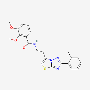 molecular formula C22H22N4O3S B11260822 2,3-dimethoxy-N-(2-(2-(o-tolyl)thiazolo[3,2-b][1,2,4]triazol-6-yl)ethyl)benzamide 