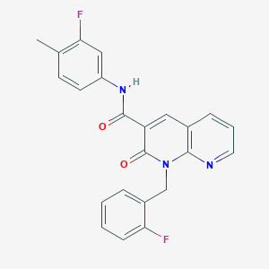 N-(3-Fluoro-4-methylphenyl)-1-[(2-fluorophenyl)methyl]-2-oxo-1,2-dihydro-1,8-naphthyridine-3-carboxamide