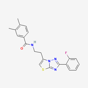 molecular formula C21H19FN4OS B11260887 N-(2-(2-(2-fluorophenyl)thiazolo[3,2-b][1,2,4]triazol-6-yl)ethyl)-3,4-dimethylbenzamide 