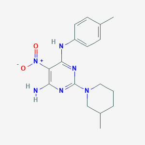 N-(4-methylphenyl)-2-(3-methylpiperidin-1-yl)-5-nitropyrimidine-4,6-diamine