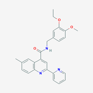 molecular formula C26H25N3O3 B11260908 N-[(3-Ethoxy-4-methoxyphenyl)methyl]-6-methyl-2-(pyridin-2-YL)quinoline-4-carboxamide 