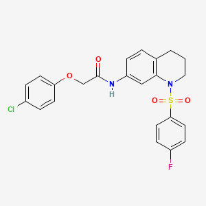 molecular formula C23H20ClFN2O4S B11260917 2-(4-chlorophenoxy)-N-[1-(4-fluorobenzenesulfonyl)-1,2,3,4-tetrahydroquinolin-7-yl]acetamide 