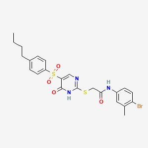 molecular formula C23H24BrN3O4S2 B11260930 N-(4-bromo-3-methylphenyl)-2-((5-((4-butylphenyl)sulfonyl)-6-oxo-1,6-dihydropyrimidin-2-yl)thio)acetamide 