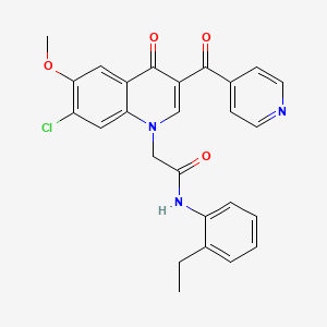 molecular formula C26H22ClN3O4 B11260943 2-(7-chloro-3-isonicotinoyl-6-methoxy-4-oxoquinolin-1(4H)-yl)-N-(2-ethylphenyl)acetamide 