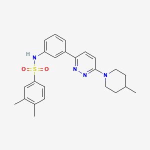 molecular formula C24H28N4O2S B11260951 3,4-dimethyl-N-(3-(6-(4-methylpiperidin-1-yl)pyridazin-3-yl)phenyl)benzenesulfonamide 