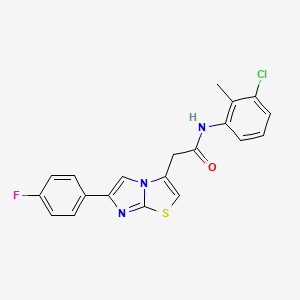 molecular formula C20H15ClFN3OS B11260962 N-(3-chloro-2-methylphenyl)-2-(6-(4-fluorophenyl)imidazo[2,1-b]thiazol-3-yl)acetamide 