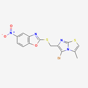 2-(((5-Bromo-3-methylimidazo[2,1-b]thiazol-6-yl)methyl)thio)-5-nitrobenzo[d]oxazole