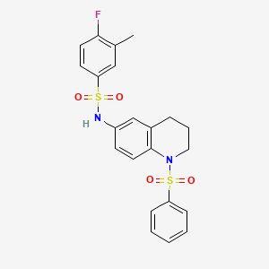 N-[1-(benzenesulfonyl)-1,2,3,4-tetrahydroquinolin-6-yl]-4-fluoro-3-methylbenzene-1-sulfonamide