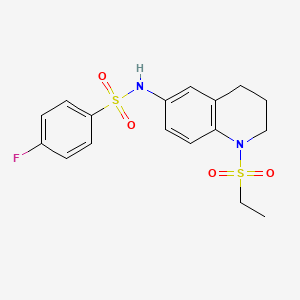 molecular formula C17H19FN2O4S2 B11260993 N-(1-(ethylsulfonyl)-1,2,3,4-tetrahydroquinolin-6-yl)-4-fluorobenzenesulfonamide 