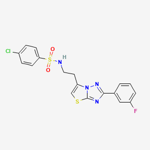 4-chloro-N-(2-(2-(3-fluorophenyl)thiazolo[3,2-b][1,2,4]triazol-6-yl)ethyl)benzenesulfonamide