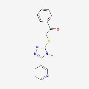 molecular formula C16H14N4OS B11261015 2-(4-Methyl-5-pyridin-3-yl-4H-[1,2,4]triazol-3-ylsulfanyl)-1-phenyl-ethanone 