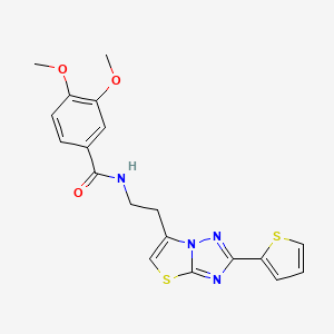 molecular formula C19H18N4O3S2 B11261018 3,4-dimethoxy-N-(2-(2-(thiophen-2-yl)thiazolo[3,2-b][1,2,4]triazol-6-yl)ethyl)benzamide 