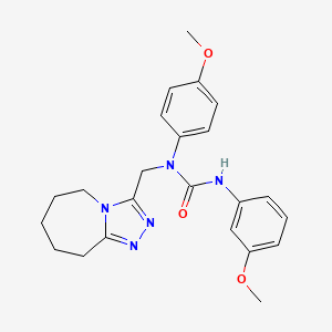 molecular formula C23H27N5O3 B11261117 3-(3-methoxyphenyl)-1-(4-methoxyphenyl)-1-(6,7,8,9-tetrahydro-5H-[1,2,4]triazolo[4,3-a]azepin-3-ylmethyl)urea 