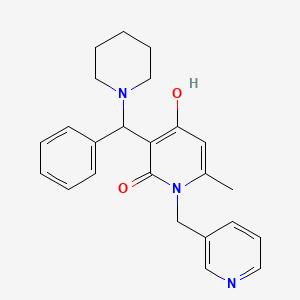 molecular formula C24H27N3O2 B11261153 4-hydroxy-6-methyl-3-(phenyl(piperidin-1-yl)methyl)-1-(pyridin-3-ylmethyl)pyridin-2(1H)-one 