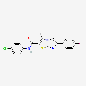 molecular formula C19H13ClFN3OS B11261155 N-(4-chlorophenyl)-6-(4-fluorophenyl)-3-methylimidazo[2,1-b]thiazole-2-carboxamide 