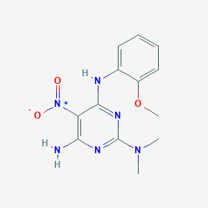 molecular formula C13H16N6O3 B11261169 N~4~-(2-methoxyphenyl)-N~2~,N~2~-dimethyl-5-nitropyrimidine-2,4,6-triamine 