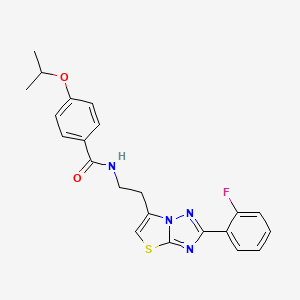 molecular formula C22H21FN4O2S B11261175 N-(2-(2-(2-fluorophenyl)thiazolo[3,2-b][1,2,4]triazol-6-yl)ethyl)-4-isopropoxybenzamide 