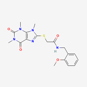 molecular formula C18H21N5O4S B11261180 N-(2-methoxybenzyl)-2-((1,3,9-trimethyl-2,6-dioxo-2,3,6,9-tetrahydro-1H-purin-8-yl)thio)acetamide 