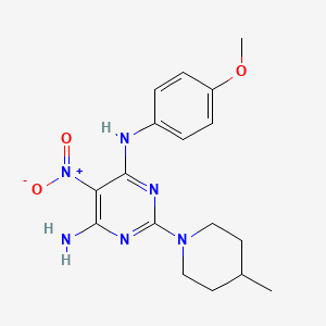 N-(4-methoxyphenyl)-2-(4-methylpiperidin-1-yl)-5-nitropyrimidine-4,6-diamine