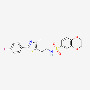 molecular formula C20H19FN2O4S2 B11261195 N-(2-(2-(4-fluorophenyl)-4-methylthiazol-5-yl)ethyl)-2,3-dihydrobenzo[b][1,4]dioxine-6-sulfonamide 