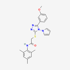 molecular formula C24H25N5O2S B11261211 2-{[5-(3-methoxyphenyl)-4-(1H-pyrrol-1-yl)-4H-1,2,4-triazol-3-yl]sulfanyl}-N-(2,4,6-trimethylphenyl)acetamide 