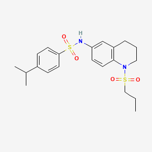 molecular formula C21H28N2O4S2 B11261217 4-isopropyl-N-(1-(propylsulfonyl)-1,2,3,4-tetrahydroquinolin-6-yl)benzenesulfonamide 