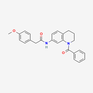 molecular formula C25H24N2O3 B11261224 N-(1-benzoyl-1,2,3,4-tetrahydroquinolin-7-yl)-2-(4-methoxyphenyl)acetamide 