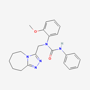 molecular formula C22H25N5O2 B11261248 1-(2-methoxyphenyl)-3-phenyl-1-(6,7,8,9-tetrahydro-5H-[1,2,4]triazolo[4,3-a]azepin-3-ylmethyl)urea 