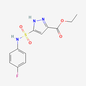 molecular formula C12H12FN3O4S B11261255 ethyl 3-[(4-fluorophenyl)sulfamoyl]-1H-pyrazole-5-carboxylate 