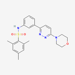 molecular formula C23H26N4O3S B11261262 2,4,6-trimethyl-N-(3-(6-morpholinopyridazin-3-yl)phenyl)benzenesulfonamide 