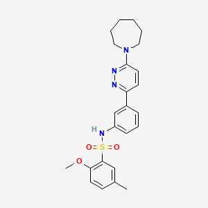 molecular formula C24H28N4O3S B11261269 N-(3-(6-(azepan-1-yl)pyridazin-3-yl)phenyl)-2-methoxy-5-methylbenzenesulfonamide 