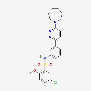 molecular formula C23H25ClN4O3S B11261292 N-(3-(6-(azepan-1-yl)pyridazin-3-yl)phenyl)-5-chloro-2-methoxybenzenesulfonamide 