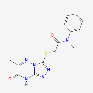 molecular formula C14H14N6O2S B11261357 N-methyl-2-[(6-methyl-7-oxo-7,8-dihydro[1,2,4]triazolo[4,3-b][1,2,4]triazin-3-yl)sulfanyl]-N-phenylacetamide 