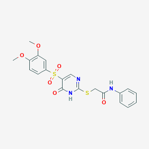 2-({5-[(3,4-dimethoxyphenyl)sulfonyl]-6-oxo-1,6-dihydropyrimidin-2-yl}sulfanyl)-N-phenylacetamide