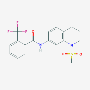 molecular formula C18H17F3N2O3S B11261424 N-(1-Methanesulfonyl-1,2,3,4-tetrahydroquinolin-7-YL)-2-(trifluoromethyl)benzamide 