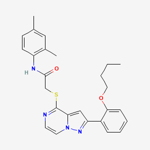 molecular formula C26H28N4O2S B11261426 2-{[2-(2-butoxyphenyl)pyrazolo[1,5-a]pyrazin-4-yl]sulfanyl}-N-(2,4-dimethylphenyl)acetamide 