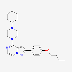 molecular formula C26H35N5O B11261430 1-[2-(4-Butoxyphenyl)pyrazolo[1,5-a]pyrazin-4-yl]-4-cyclohexylpiperazine 