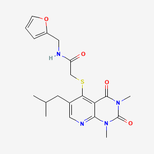 molecular formula C20H24N4O4S B11261443 N-(furan-2-ylmethyl)-2-((6-isobutyl-1,3-dimethyl-2,4-dioxo-1,2,3,4-tetrahydropyrido[2,3-d]pyrimidin-5-yl)thio)acetamide 