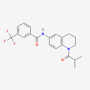 molecular formula C21H21F3N2O2 B11261447 N-(1-isobutyryl-1,2,3,4-tetrahydroquinolin-6-yl)-3-(trifluoromethyl)benzamide 