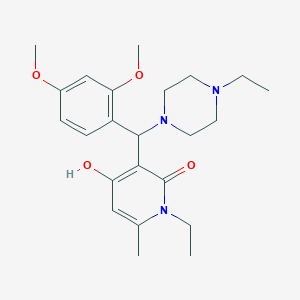 molecular formula C23H33N3O4 B11261451 3-((2,4-dimethoxyphenyl)(4-ethylpiperazin-1-yl)methyl)-1-ethyl-4-hydroxy-6-methylpyridin-2(1H)-one 