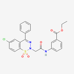 molecular formula C24H20ClN3O5S B11261480 ethyl 3-{[(6-chloro-1,1-dioxido-4-phenyl-2H-1,2,3-benzothiadiazin-2-yl)acetyl]amino}benzoate 