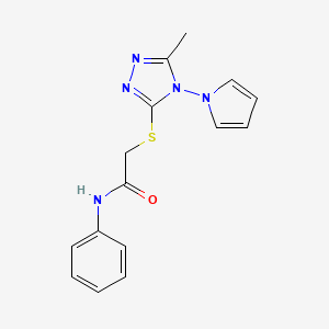 molecular formula C15H15N5OS B11261501 2-{[5-methyl-4-(1H-pyrrol-1-yl)-4H-1,2,4-triazol-3-yl]sulfanyl}-N-phenylacetamide 