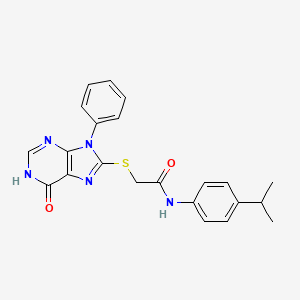 2-[(6-oxo-9-phenyl-6,9-dihydro-1H-purin-8-yl)sulfanyl]-N-[4-(propan-2-yl)phenyl]acetamide