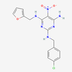 molecular formula C16H15ClN6O3 B11261530 N~2~-(4-chlorobenzyl)-N~4~-(furan-2-ylmethyl)-5-nitropyrimidine-2,4,6-triamine 