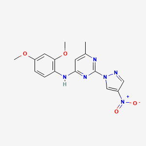 molecular formula C16H16N6O4 B11261582 N-(2,4-dimethoxyphenyl)-6-methyl-2-(4-nitro-1H-pyrazol-1-yl)pyrimidin-4-amine 