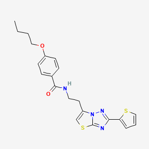 molecular formula C21H22N4O2S2 B11261589 4-butoxy-N-(2-(2-(thiophen-2-yl)thiazolo[3,2-b][1,2,4]triazol-6-yl)ethyl)benzamide 